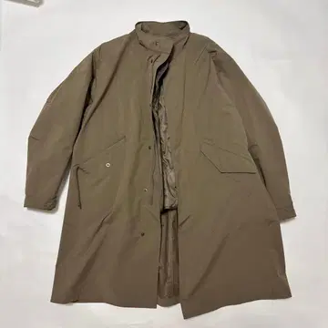 유니클로 카키 모즈 코트 스탠드 카라