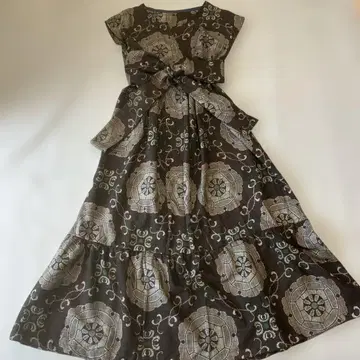 카슈쿨 원피스 기모노 리메이크 앤티크 레트로 꽃무늬 리본 포함