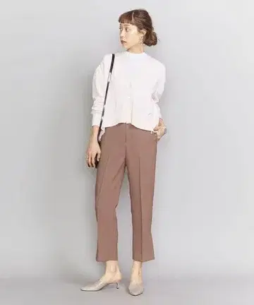 택 포함 스트레치 사이드 슬릿 팬츠 MOKA