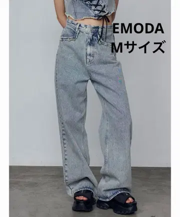 EMODA 컷오프 저스트 허리 청바지 M 사이즈 라이트 블루