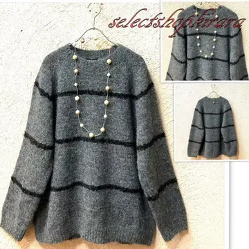 2025 신상 신축성 좋음 포근하고 부드러운 라메사 혼방 보더 니트 F