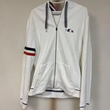 LACOSTE 화이트 집업 후드티 US S