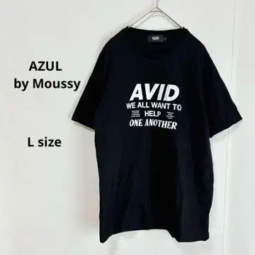 AZUL by Moussy T셔츠 L 블랙 반팔 프린트 코튼
