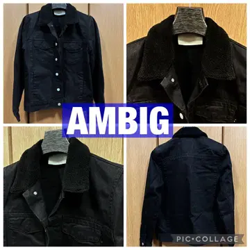 AMBIG 보아 옷깃 블랙 데님 자켓 G 데님 자켓
