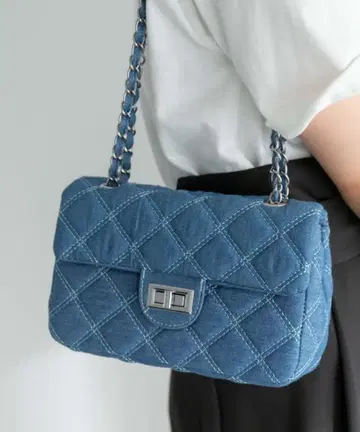 Edit Sheen 데님 퀼팅 숄더백