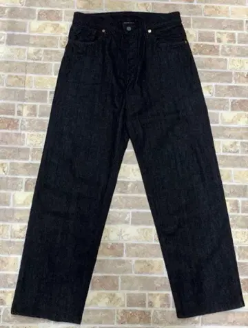 THE FLAT HEAD 12.5oz 와이드 테이퍼드 블랙 데님 팬츠