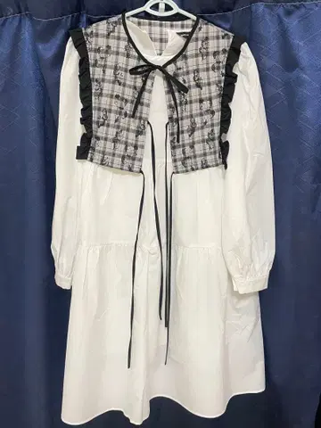 체크 무늬 프릴 달린 드레스