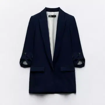 ZARA 네이비 롤업 쓰리 버튼 블레이저 S 사이즈