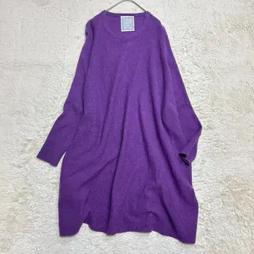 비어즐리 돌먼 슬리브 울 원피스 루즈핏 F 사이즈 퍼플