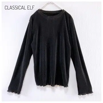 클래식 엘프 라운드넥 소매 메로우 블라우스 깔끔한 캐주얼 블랙
