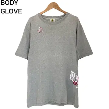 바디그로브 프린트 미국 국기 반팔 남성용 T셔츠 그레이 L