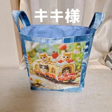 초레어 고양이 패널 원단 핸드메이드 천 바스켓