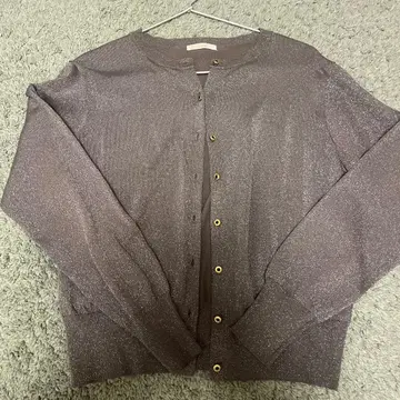 라메 믹스 다크 그레이 긴팔 가디건