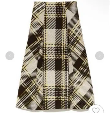 [ SNIDEL ] 스나이델 로빙 체크 롱 스커트 베이지