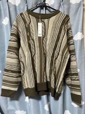 올리브 베이지 니트 스웨터 M