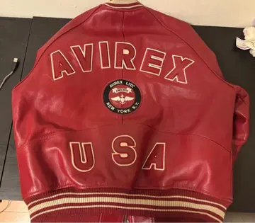 AVIREX 빨간색 레더 봄버 자켓