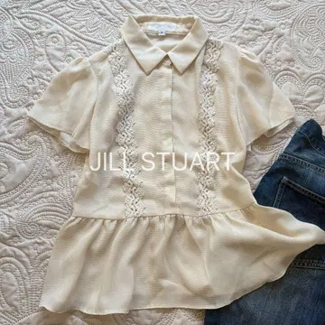 질스튜어트 JILL STUART 반팔 레이스 페플럼 셔츠 S