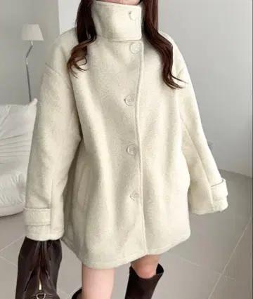 울라이크 스탠드 2WAY 컬러링 니트 미들 기장 오버 사이즈 코트