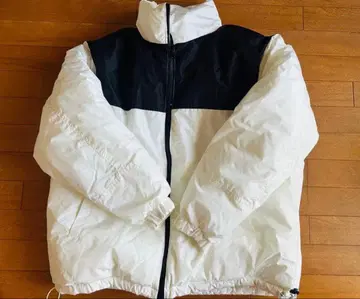 새상품 WEGO M 화이트 블랙 점퍼 다운 나일론 자켓