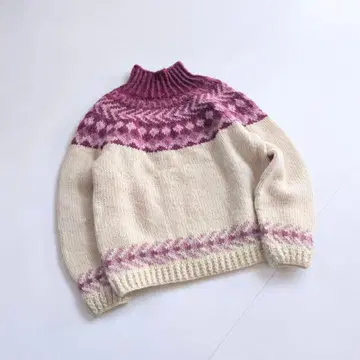 빈티지 노르딕 니트 페어아일 패턴 모크넥 니트 C10