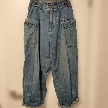 CUBE SUGAR 데님 워크 팬츠 라이트 블루