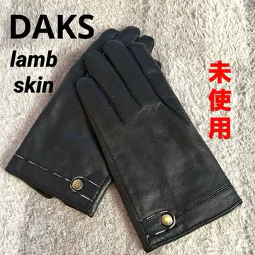 [ 미사용품 ] DAKS 가죽 그로브 장갑 양가죽 램스킨 블랙 남성용