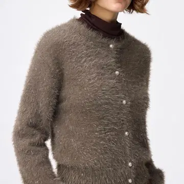 GU 샤이니 크루넥 가디건 브라운 XL