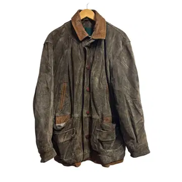 vintage redskins 올리브 그린 가죽 자켓