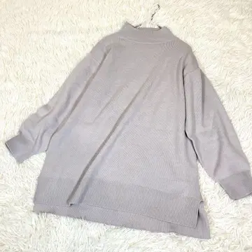 이카 하이넥 오버 사이즈 니트 퍼플 그레이 까끌거리지 않는 워셔블