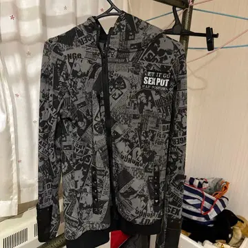 SEX POT 그래픽 프린트 후드티 속기모 M 사이즈 미사용