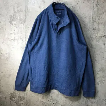 B931 구제 의류 트레이닝복 맨투맨 하프 버튼 파랑 90s Y2K