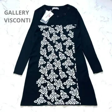 [ 미사용 새상품 ] 갤러리비스콘티 플라워 자카드 니트 원피스