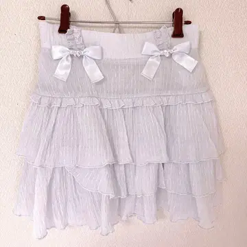 AnkRouge 티어드 시어 치마바지 스카이블루