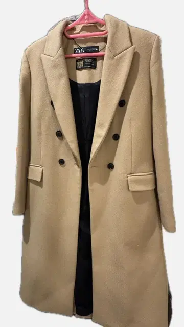 ZARA 베이지 더블 브레스트 롱 코트