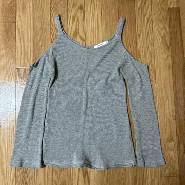 moussy 그레이 리브 오프숄더 상의