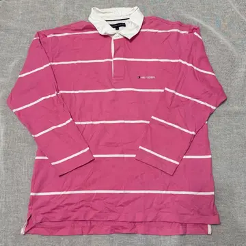 TOMMY HILFIGER 핑크 보더 피케 셔츠