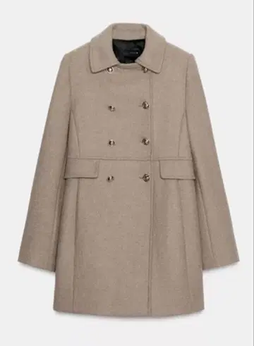 울 혼방 베이지 더블 브레스트 코트