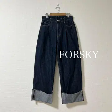 FORSKY  하이웨스트 턱 와이드 데님 팬츠 M