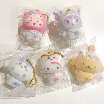 치이카와 산리오 플로키 마스코트 참 묶음 판매 토끼 하치와레