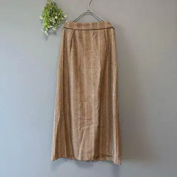 그레일 [M] 어른 내추럴 트위드 소재 스트라이프 패턴 롱 플레어 스커트