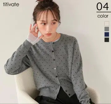 titivate 가디건 도트 자카드 니트 가디건 그레이 m