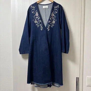 snidel 롱 데님 가운 자수