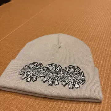 자수 들어간 그레이 니트 모자