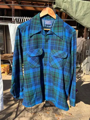 70's 펜들턴 호배색 체크 보드 셔츠