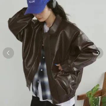 MERLOT 빈티지 라이크 오버 사이즈 가죽 자켓