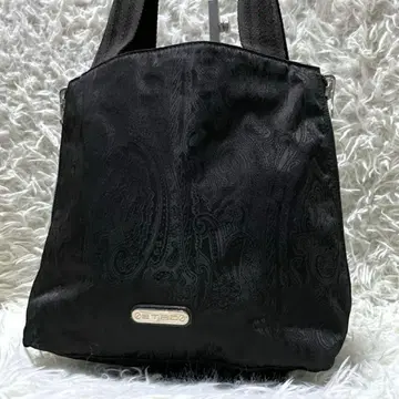 ETRO 페이즐리 무늬 나일론 사이드 지퍼 토트백 이탈리아제 블랙
