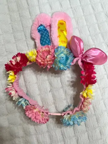 토끼 귀 꽃 장식 머리띠