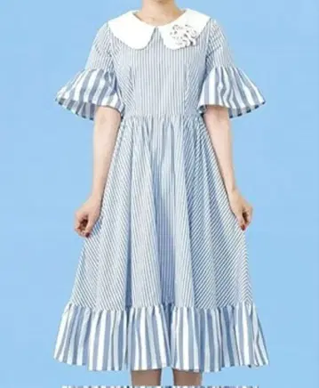 프릴 소매의 레트로 원피스