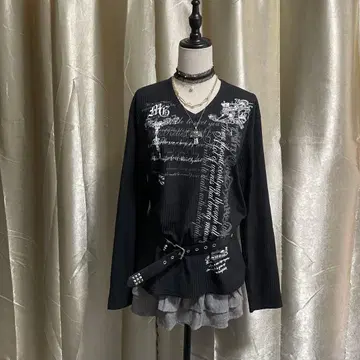 티셔츠 라메 프린트 archive y2k 시크 스타일 그런지