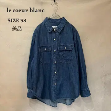 새상품급 le.coeur blanc 루블랑 펄 버튼 셔츠 블루